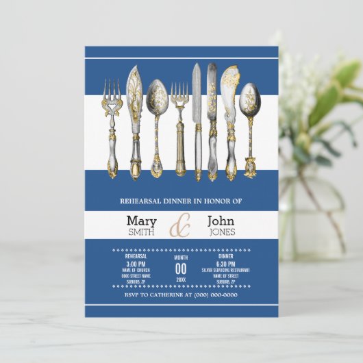 Plechtige eetgerei voor etenoefening kaart (Staand voorkant)