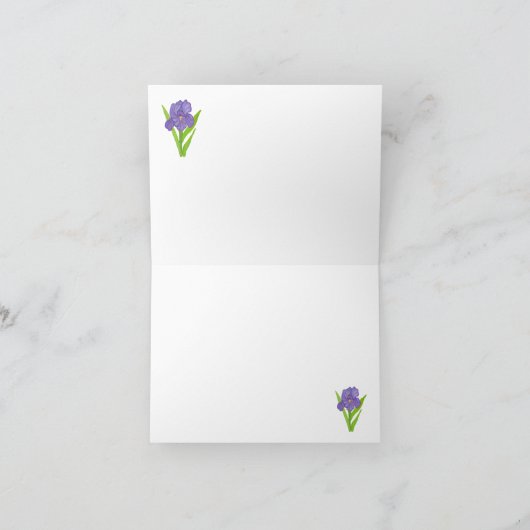 Plechtige en comfortabele dag iris, blanco binneni bedankkaart (Binnen)