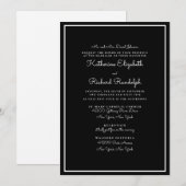 Plechtige en elegante ouders Zwarte bruiloft Kaart (Voorkant / Achterkant)