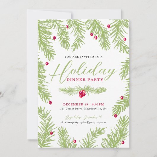 Plechtige feestdag groen voor kerstfeest kaart (Voorkant)