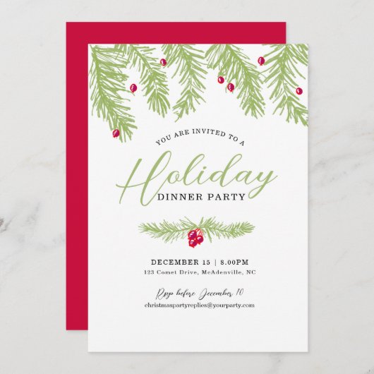 Plechtige feestdag groen voor kerstfeest kaart (Voorkant / Achterkant)