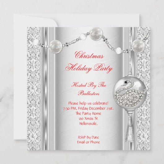 Plechtige feestdag Red Silver White Kerstmis 4 Kaart (Achterkant)