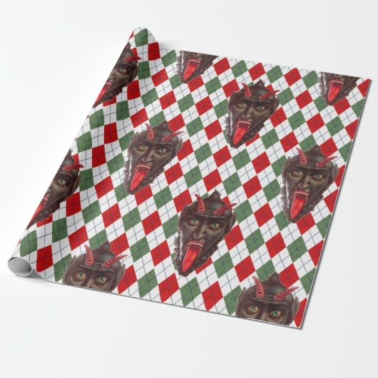 plechtige kerstman krampus cadeaupapier (Uitgerold)