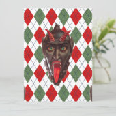 plechtige kerstman krampus feestdagenkaart (Staand voorkant)