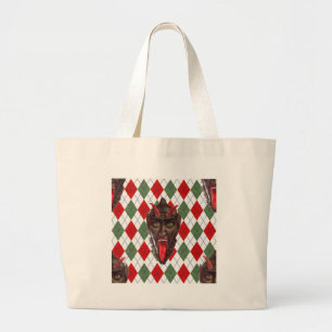plechtige kerstman krampus grote tote bag