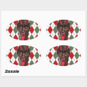 plechtige kerstman krampus ovale sticker (Vel)
