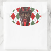 plechtige kerstman krampus ovale sticker (Tas)