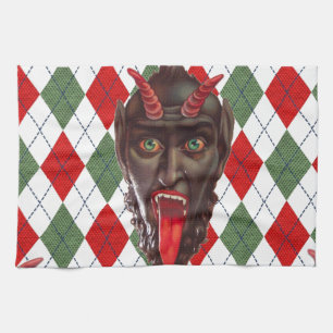 plechtige kerstman krampus theedoek