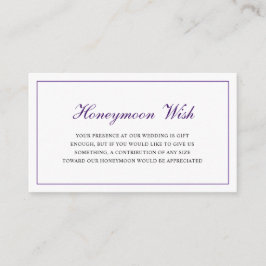 Plechtige koninklijke Paarse bruiloft Honeymoon Wi Informatiekaartje