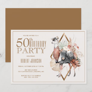 Plechtige Llama 50e verjaardag Kaart