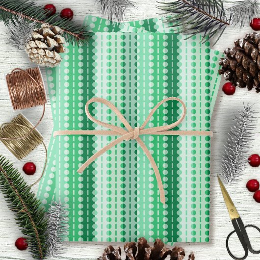 Plechtige Stripes-Green Hues Inpakpapier Vel