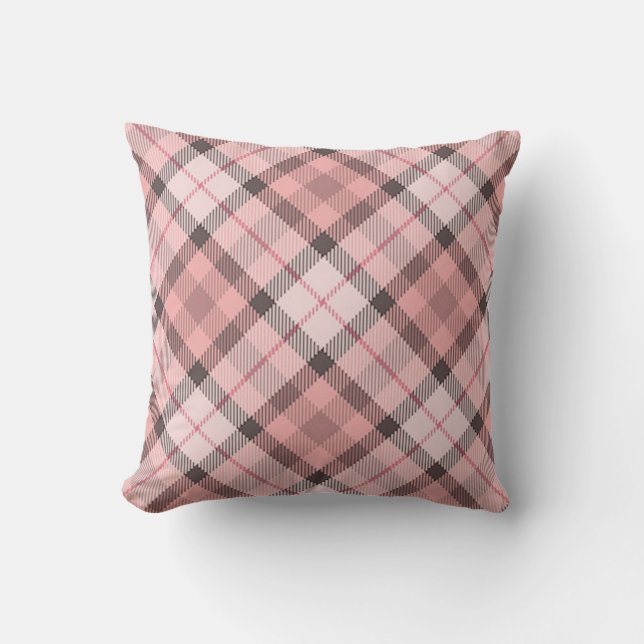 plechtige tartan-accentbank decoratief roze kussen (Voorkant)