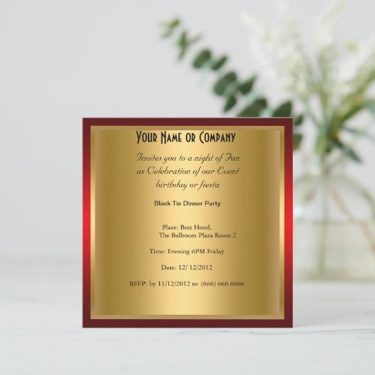 Plechtige uitnodiging voor een Stropdas op zwarte  (Staand voorkant)