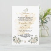 Plechtige uitnodiging voor gouden en bloeiende per (Staand voorkant)