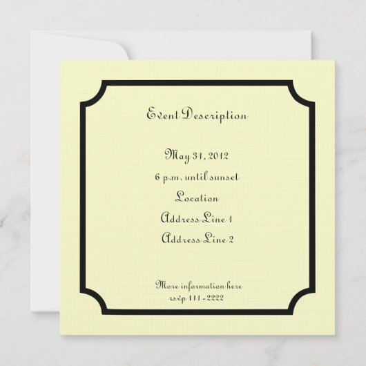 Plechtige uitnodiging voor het plein voor zwart St (Achterkant)