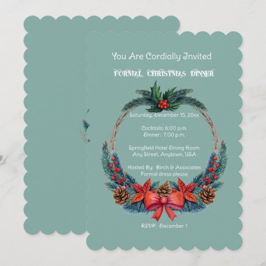 Plechtige uitnodiging voor kerstfeestdagen (Voorkant / Achterkant)