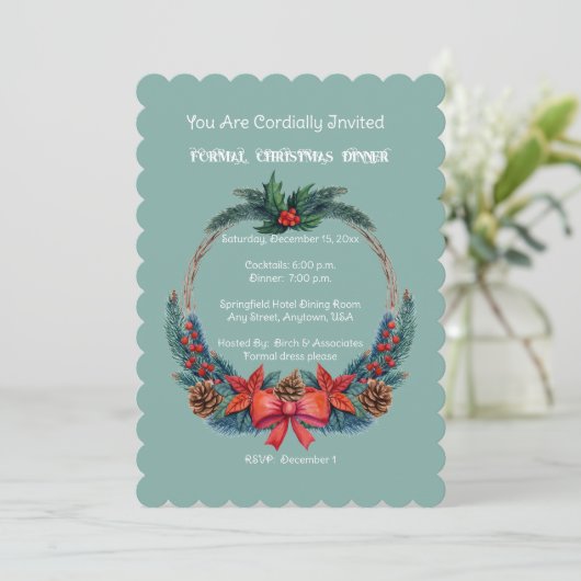 Plechtige uitnodiging voor kerstfeestdagen (Staand voorkant)