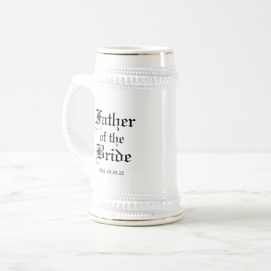Plechtige vader van de Bride Beer Stein Bierpul (Voorkant links)