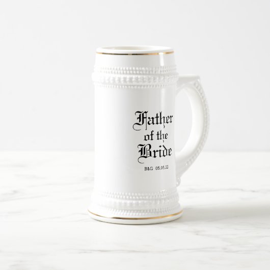 Plechtige vader van de Bride Beer Stein Bierpul (Voorkant rechts)
