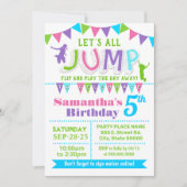 Plechtige verjaardag trampoline springt roze naar  kaart (Voorkant)