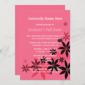 Plechtigheid met roze florale afstuderen (oproepin kaart (Voorkant / Achterkant)