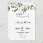 Plechtigheid van de witte en groene florale Aqeeqa Kaart (Voorkant / Achterkant)