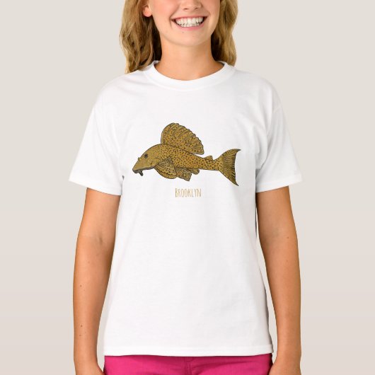 Pleco fish cartoon illustration  t-shirt (Voorkant)
