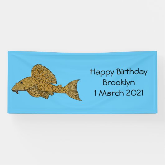 Pleco meerval cartoonillustratie spandoek (Horizontaal)