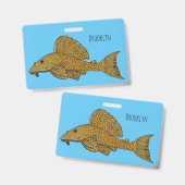 Pleco vis cartoon illustratie badge (Voor- en achterkant)