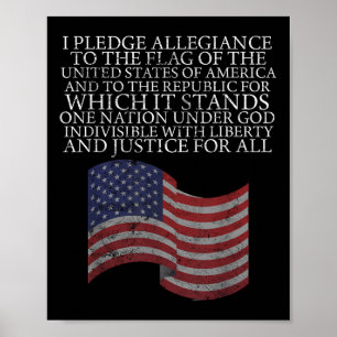 Pledge of Allegiance 4 juli Flag Gift T-shirt Poster