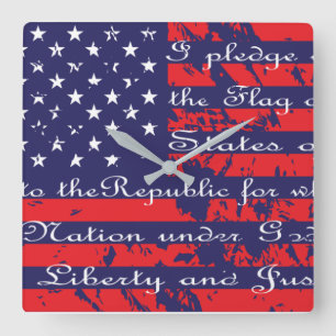 Pledge of Allegience USA Flag Vierkante Klok