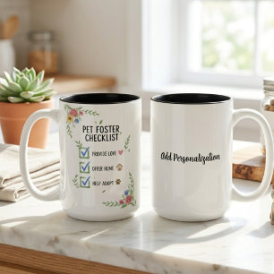 Pleeg Checklist voor Huisdieren – Cadeaubon voor F Tweekleurige Koffiemok