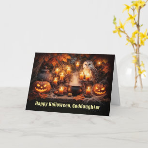 Pleegdochter Prettig Halloween met mooie uil Kaart