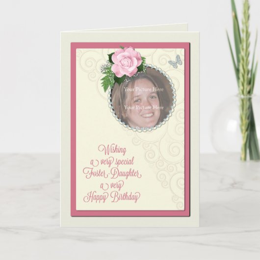 Pleegdochter, voeg een foto toe, verjaardag kaart (Voorkant)