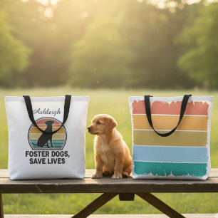 Pleeghonden Redden Levens Retro Zonsondergang Dier Tote Bag