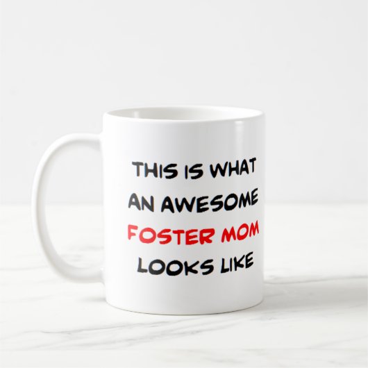 pleegmoeder, geweldig koffiemok (Links)
