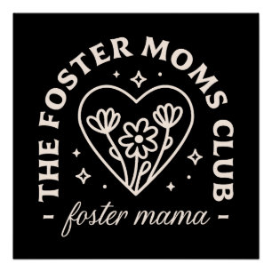 Pleegzorg moeders club groep retro  zwart perfect poster