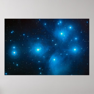 Pleiades Astro Oujda asterisme blauwe ster cluster Poster