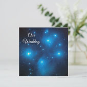 Pleiades in Blue Cosmic Wedding Kaart (Staand voorkant)