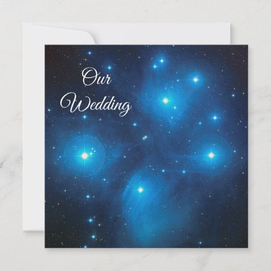 Pleiades in Blue Cosmic Wedding Kaart (Voorkant)
