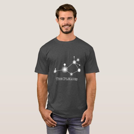 Pleiades met titel - Donkere T-hemden T-shirt (Voorkant volledig)
