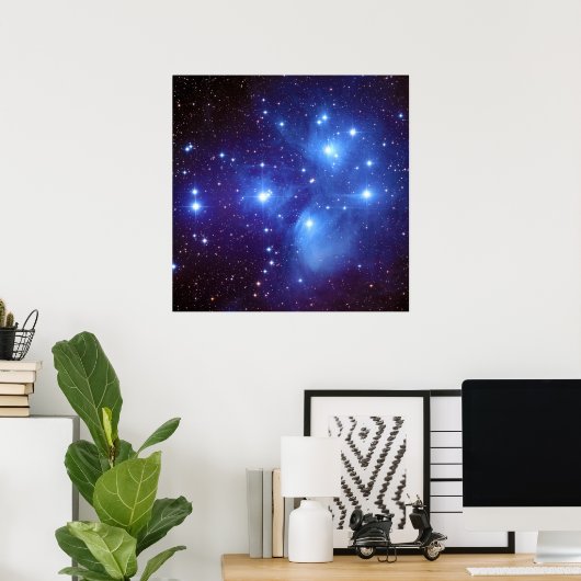 Pleiades Open Star Cluster Seven Sisters op Taurus Poster (Thuiskantoor)