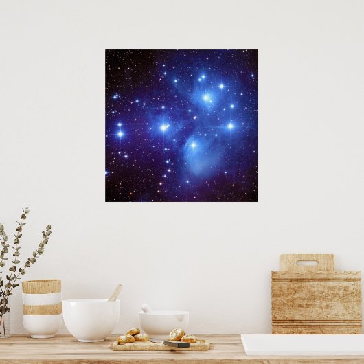 Pleiades Open Star Cluster Seven Sisters op Taurus Poster (Keuken)