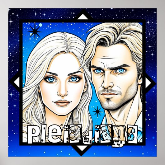 Pleiadians Extra Terrestrials Race met Sterren Poster (Voorkant)