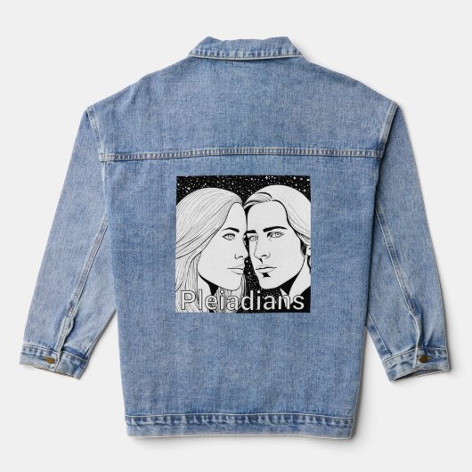 Pleiadians Tall Extraterrestrials Vrouw en Man Denim Jacket (Achterkant)