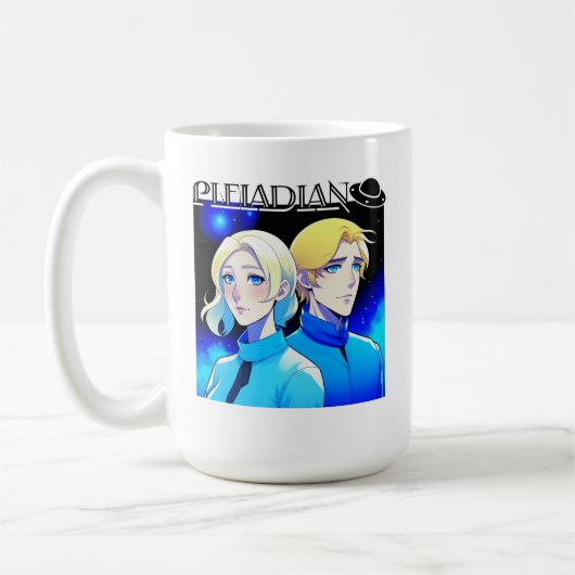 Pleiadische Alien Race en UFO Koffiemok (Links)