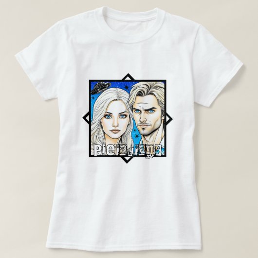 Pleiadische Extra Terrestrials en UFO T-shirt (Design voorkant)