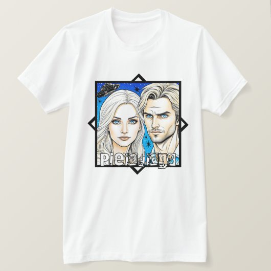 Pleiadische Extra Terrestrials en UFO T-shirt (Design voorkant)