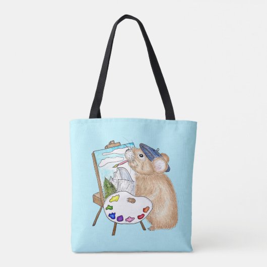 Plein Air Painter Pika Artist Critter Tote Bag (Achterkant)