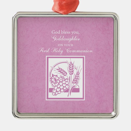 Plein communicant Pink Metalen Ornament (Voorkant)